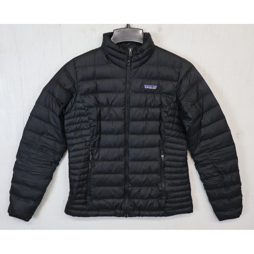 Womens Patagonia Jacket Puffer Black Full Zip Size Small S Goosedown Down Fill - Picture 1 of 9